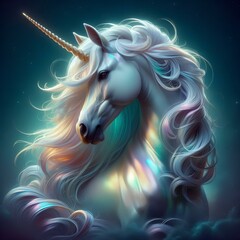 Naklejka premium Fantasy Unicorn with Shimmering Iridescent Mane