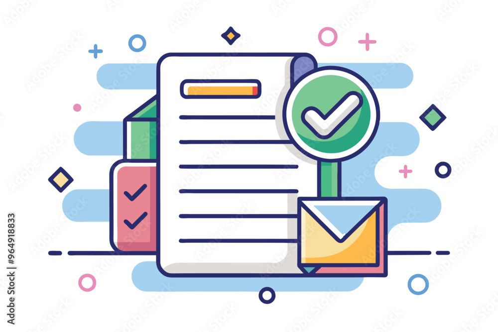 Fototapete a checklist with completed tasks and colorful stationary items on a desk representing organization a