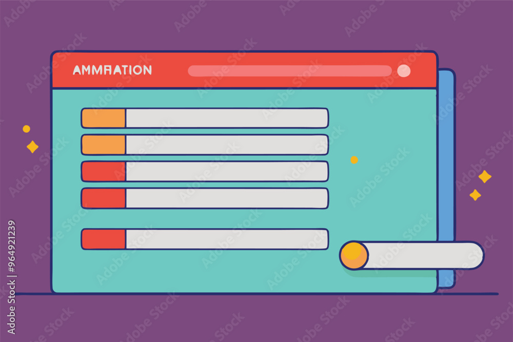 Poster a colorful interface displaying a progress bar on a smooth purple background with emphasis on slider