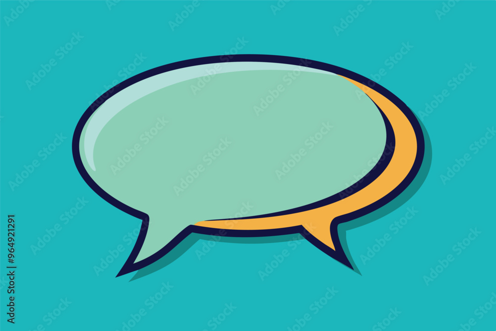 Aufkleber Abstract speech bubble design with vibrant colors on a teal background illustrating communication concepts in graphic design