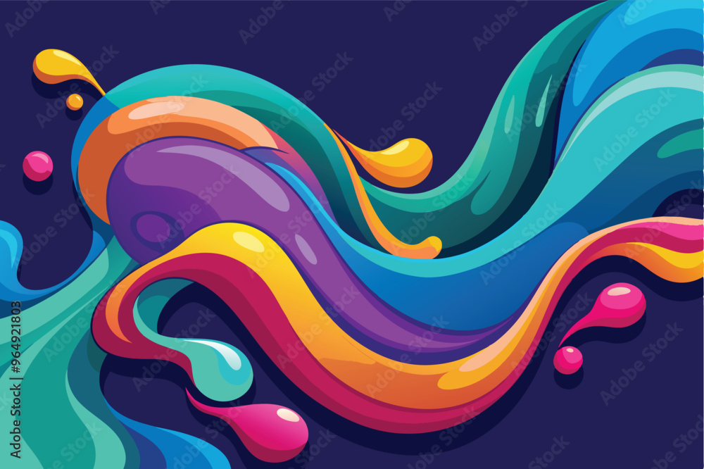 Leinwandbilder bright and colorful abstract waves of paint flowing gracefully across a dark background, creating a 