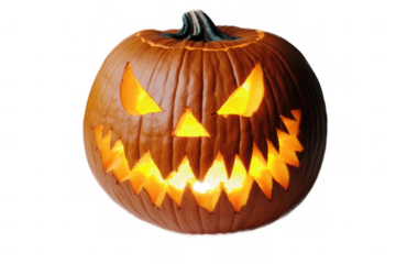 Spooky Halloween Jack-o'-Lantern with Transparent Background - Halloween-themed graphic for decorations and marketing