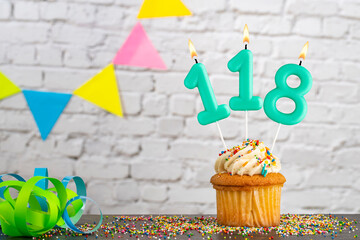 Green birthday candle - Candle number 118