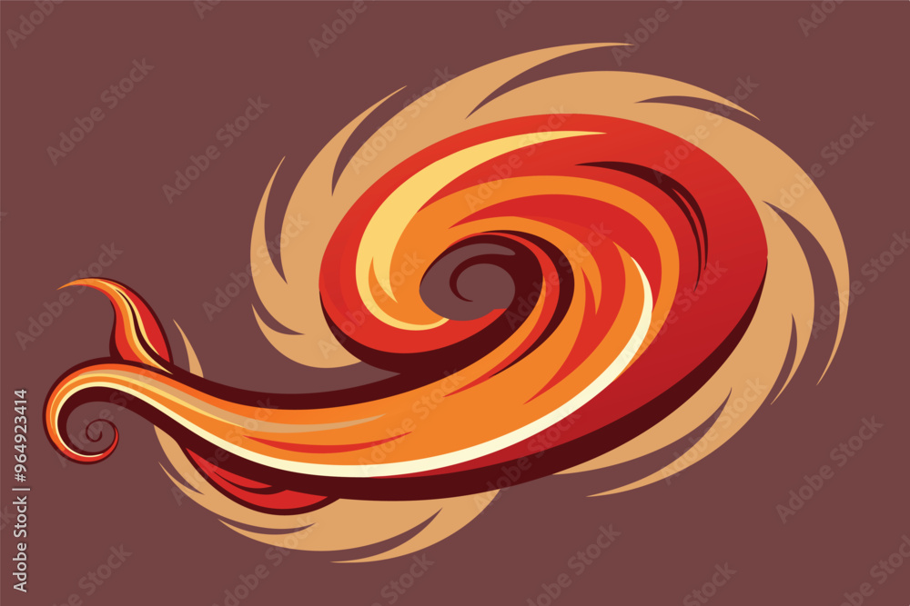 Poster A swirling flame design in warm colors, resembling a fire element, perfect for artistic projects and symbolic representations of energy and transformation