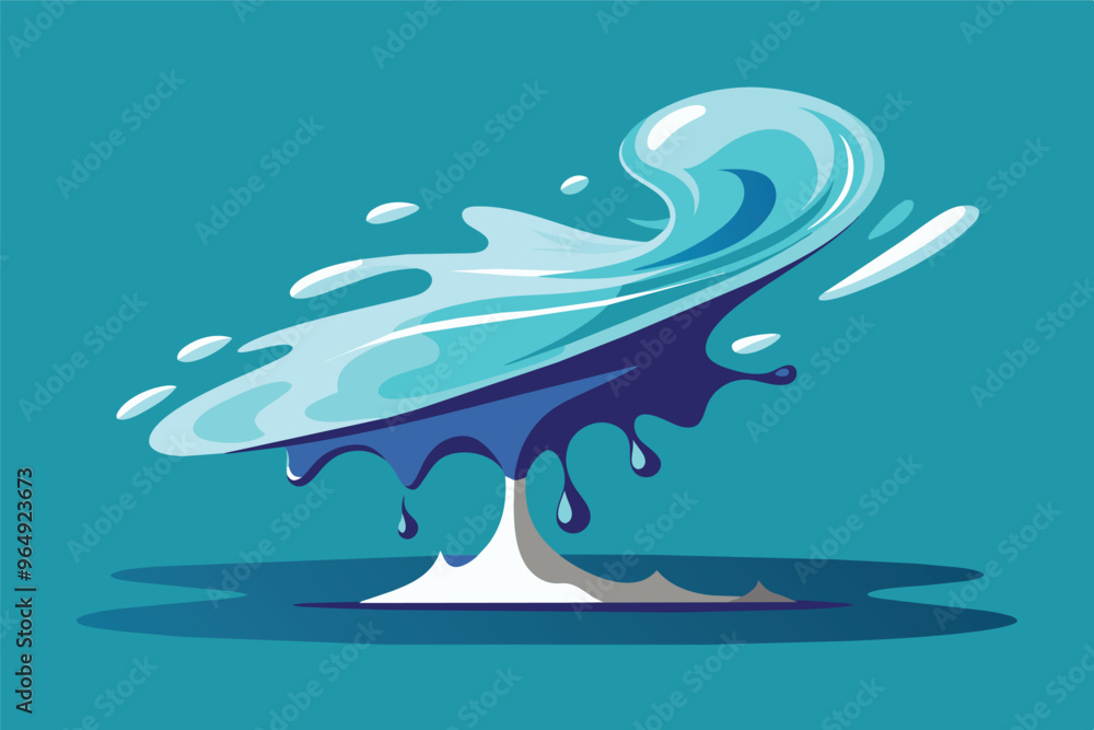 Poster a vibrant splash of turquoise water rising dynamically from a surface, showcasing motion and energy 
