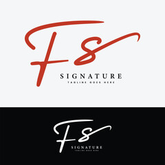F, S, FS Initial letter logo. Alphabet FS Handwritten Signature logo