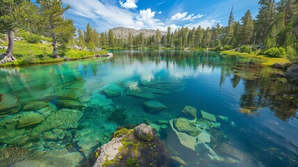 A crystal clear mountain lake.