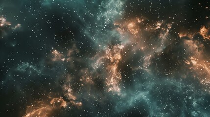 A starry sky with nebulae.