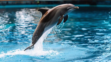 Fototapeta premium A dolphin leaping out of the water.