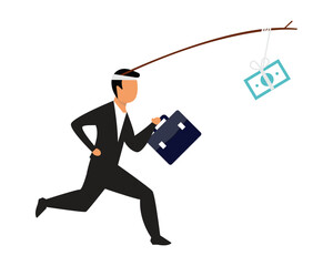 businessman keep working and running to get salary for glossy work until burnout or achieve dream