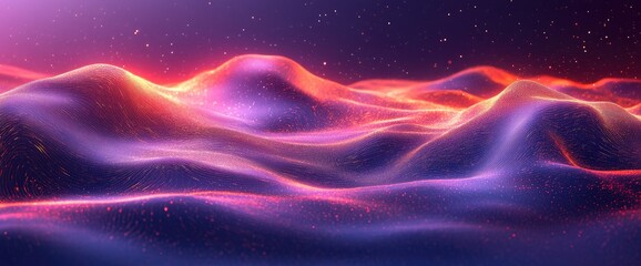 Abstract Landscape with Glowing Particles