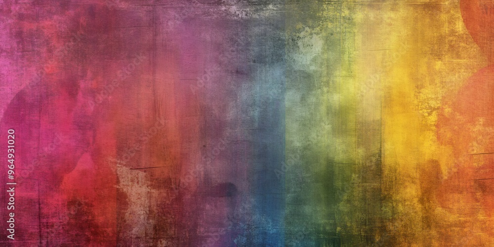 Poster abstract rainbow painted background with textured canvas and brush strokes.