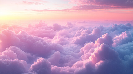 Dreamy Horizon Of Pink And Purple Clouds At Sunrise With Soft Lighting