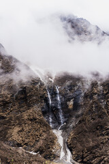 mountain in nepal, waterfall in nepal, waterfall in mountain