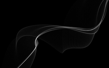 Dark abstract background with a glowing abstract waves