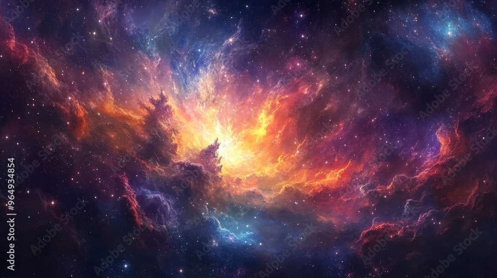 Aufkleber cosmic kaleidoscope - mesmerizing galaxy scene with colorful starry sky and dynamic celestial elemen