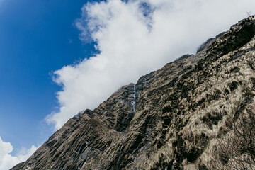 mountain in nepal, waterfall in nepal, waterfall in mountain