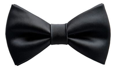 Classic black bow tie isolated on transparent background.