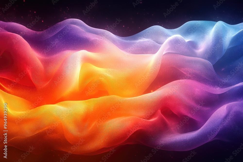 Poster abstract colorful fabric waves