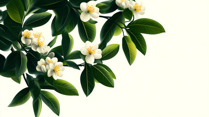 White flowers with green leaves