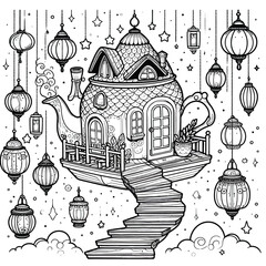 Floating Lantern Teapot House