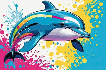 Obraz premium Pop Art Dolphin: Pop Art depiction of a dolphin