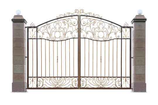 Wide iron gates.