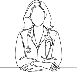 Line Drawing of a Woman Doctor with Stethoscope A Unique Artistic Representation