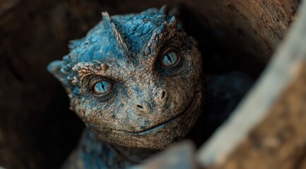 Obraz premium close-up of a vibrant blue lizard with intricate scales