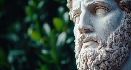 Obraz premium Closeup of ancient stone statue with detailed facial features