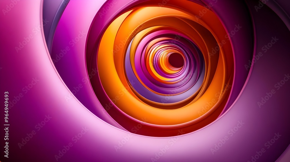 Poster abstract spiral design featuring vibrant shades of purple and orange, creating a captivating visual 