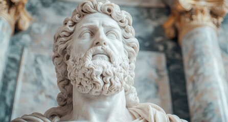Obraz premium Majestic marble statue of a bearded man