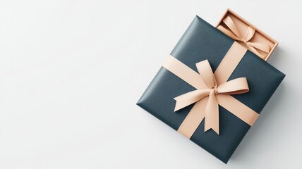 Monogrammed leather wallet in gift packaging, luxury detail, illustration