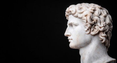 Marble bust sculpture of a man with curly hair