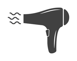 Hair dryer Line Icon vector fashion hairdryer of hairdresser to blow-dry and electric hair-dryer blower illustration. Barber styling appliance. Silhouette hair dryer black color.
