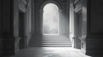 Fototapeta premium Elegant Classic Architecture with Grand Staircase and Sunlight - Perfect for Design Inspiration and Historical Projects