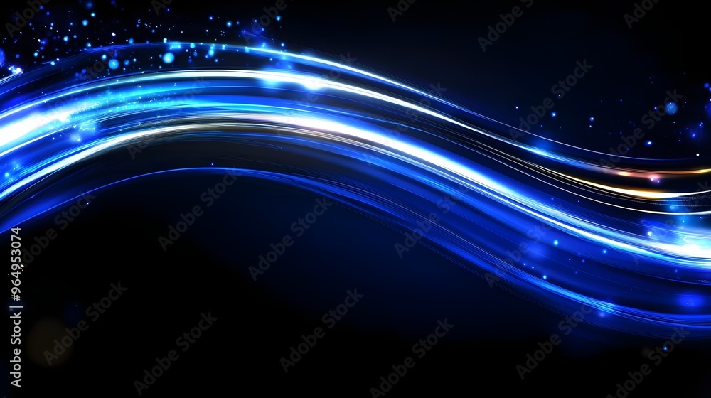 Aufkleber dynamic blue wave abstract design with sparkling elements on a dark background, perfect for modern a