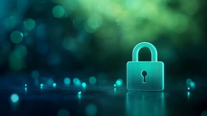 A glowing padlock symbolizing security and protection in a digital world, surrounded by vibrant bokeh lights.