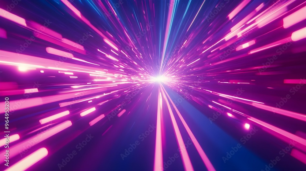 Poster dynamic light streaks create a captivating visual effect evoking speed and energy in a vibrant, futu