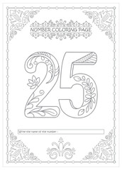 Cute Printable Number Coloring Pages for Preschoolers Vector Art