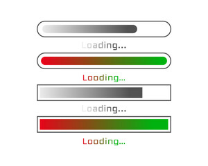 Collection Loading bar status icon. Vector illustration. Set of vector loaded icons. Download progress. Donload or Upload.