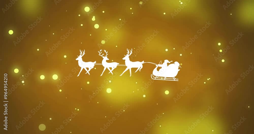 Canvas Prints animation of santa in sleigh over yellow spots