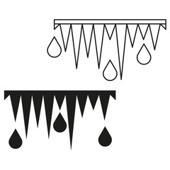 Icicles and drops icon. Winter freezing symbol. Dripping ice concept. Cold weather vector illustration.