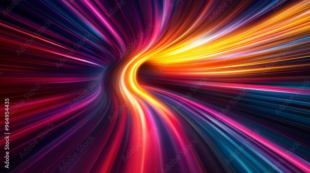 Poster vibrant gradient light effect in dynamic fashion style with speed and movement, top-down glow and li