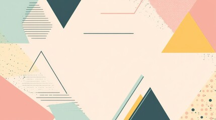 Vector Graphic with Pastel Colors and Simple Geometric Shapes Including Triangles and Lines