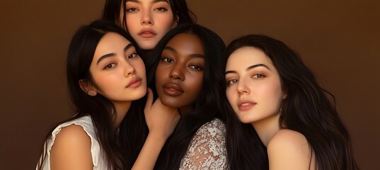 Obraz premium Women Friends With Different Skin Types.