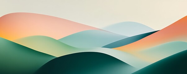 Abstract landscape with colorful waves in a gradient design