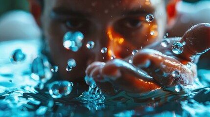 Concept of Epidemic and Healthcare through a Man Holding Pills and Water