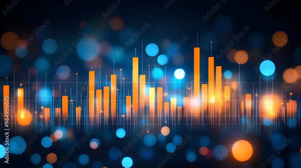 Poster vibrant abstract background featuring colorful bars and bokeh effect, ideal for presentations or dig