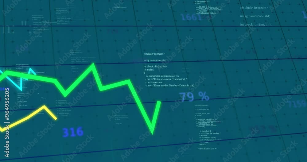 Aufkleber animation of digital data processing over lines changing on grid